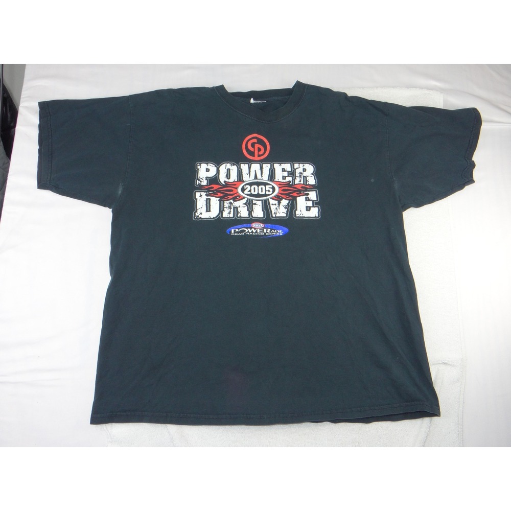 Vintage 2005 NHRA Power Drive Racing Schedule T-Shirt Mens XL Black Graphic Tee
